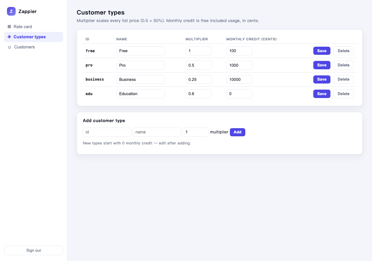 Add customer type