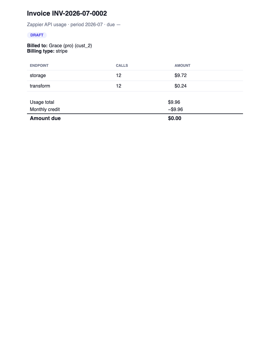 Print-ready invoice