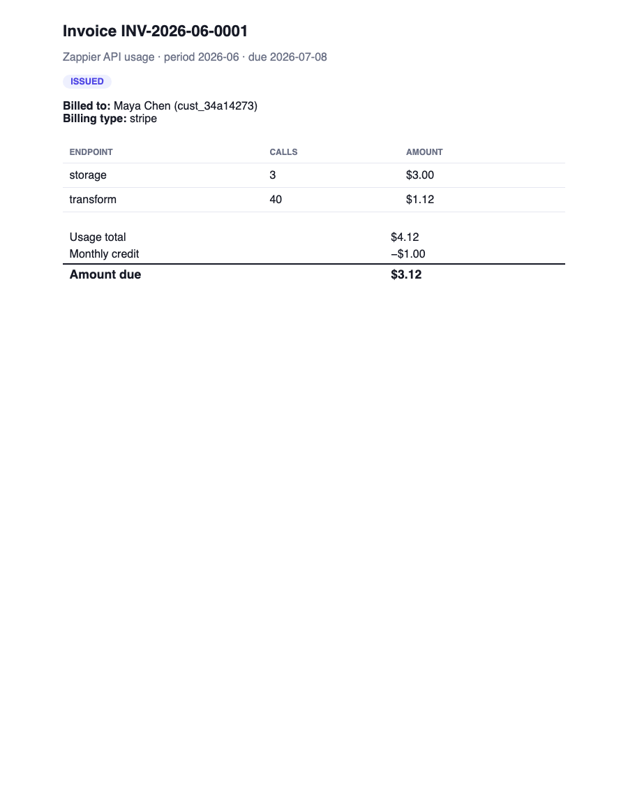 Printable invoice