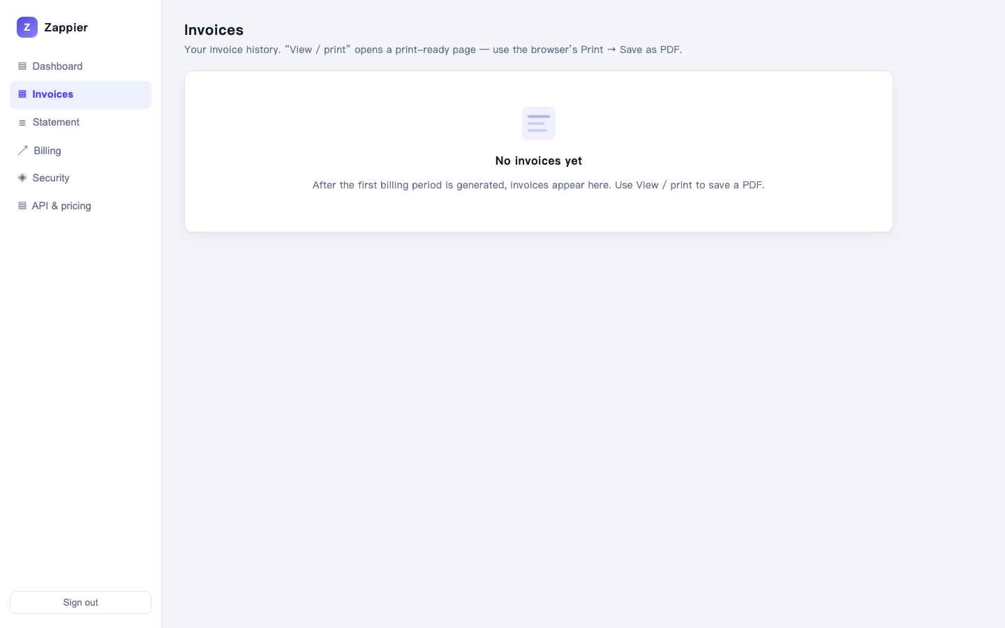 No invoices