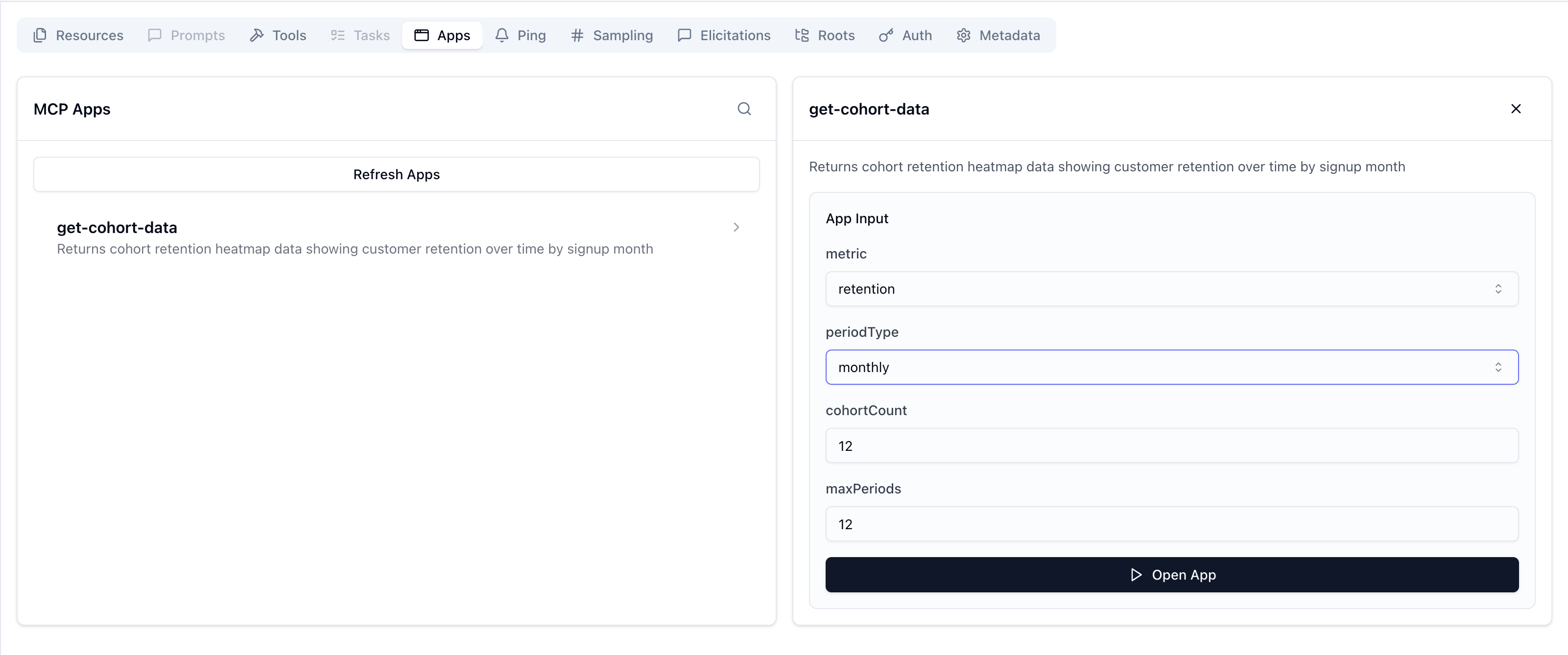 Apps Screen — Input Form
