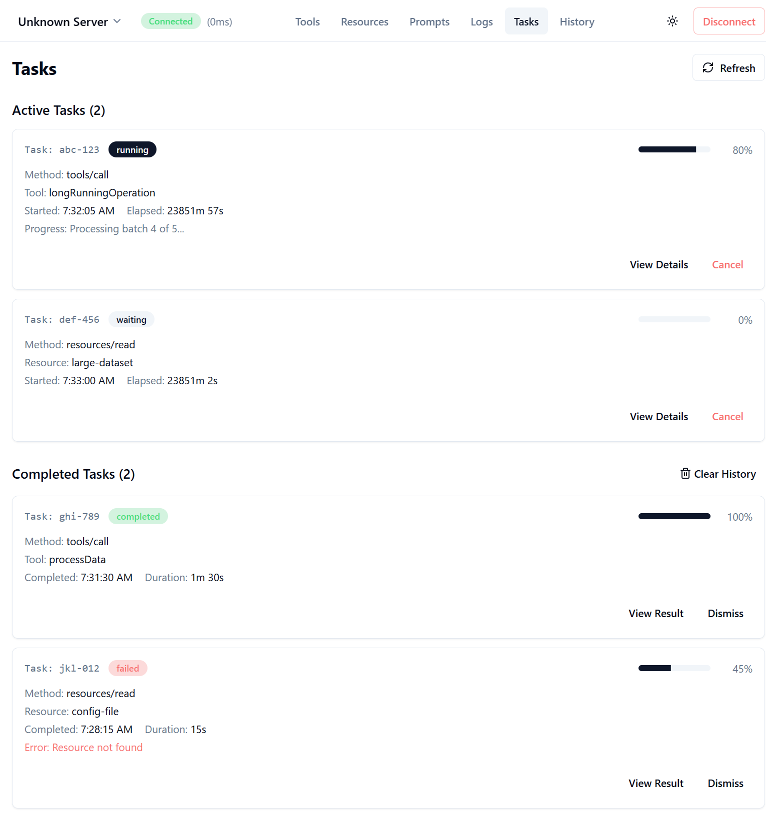 Tasks Screen