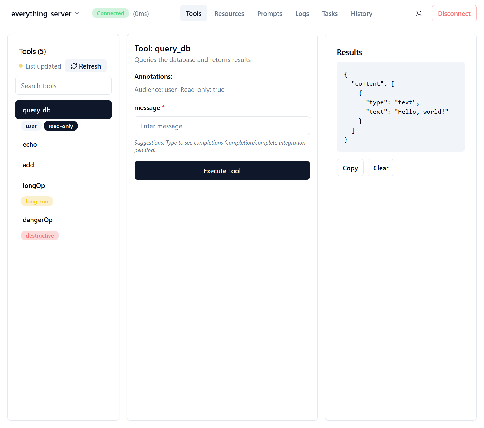 Tools Screen